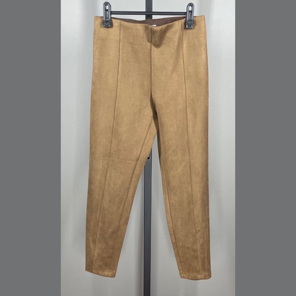 NEW Loft Pants Womens Small petite brown faux suede skinny leggings casual - Picture 1 of 9